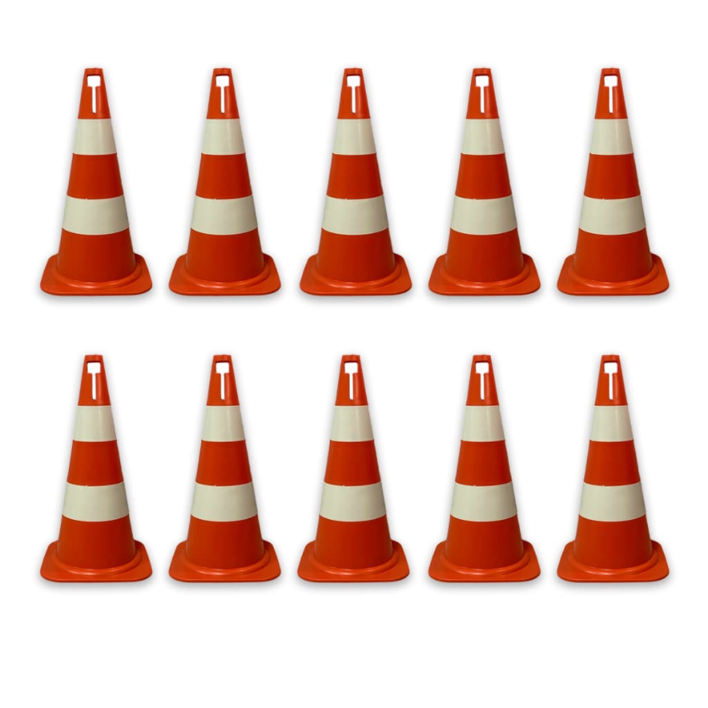 Kit 5 / 10 Cones Sinalização Segurança Trânsito Pvc 50 Laranja/Branco Preto/Amarelo
