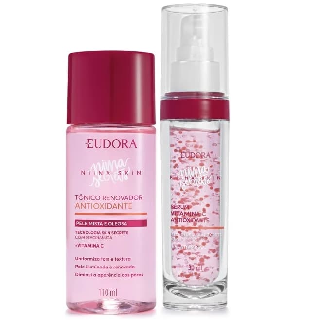 Kit Niina Secrets Skin Antioxidante: Sérum Facial 30ml + Tônico Renovador 110ml