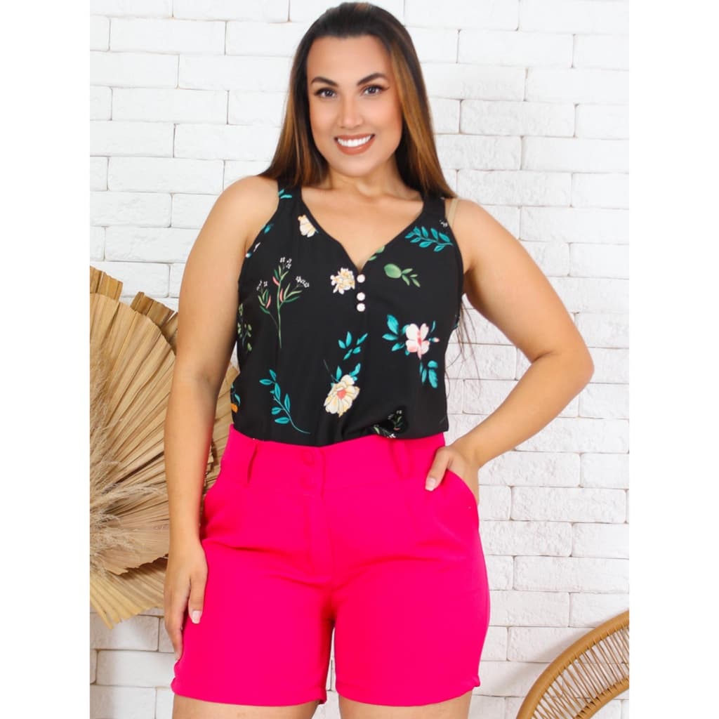 KIT SHORTS 4 PEÇAS CORES SORTIDAS plus size de alfaiataria botões,zíper, bolsos e espaço para cinto