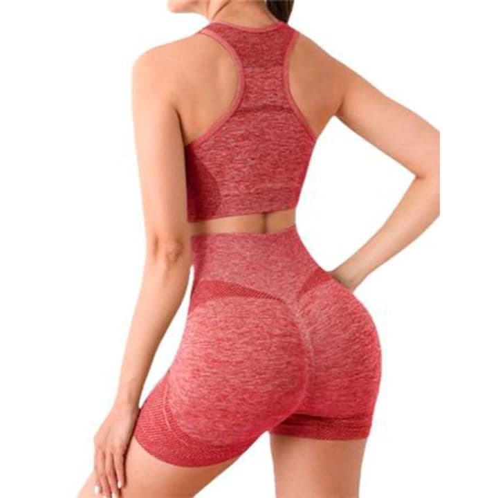 Conjunto Academia Top e Short Cintura Alta Levanta Bumbum Suplex Fitness Feminino Academia