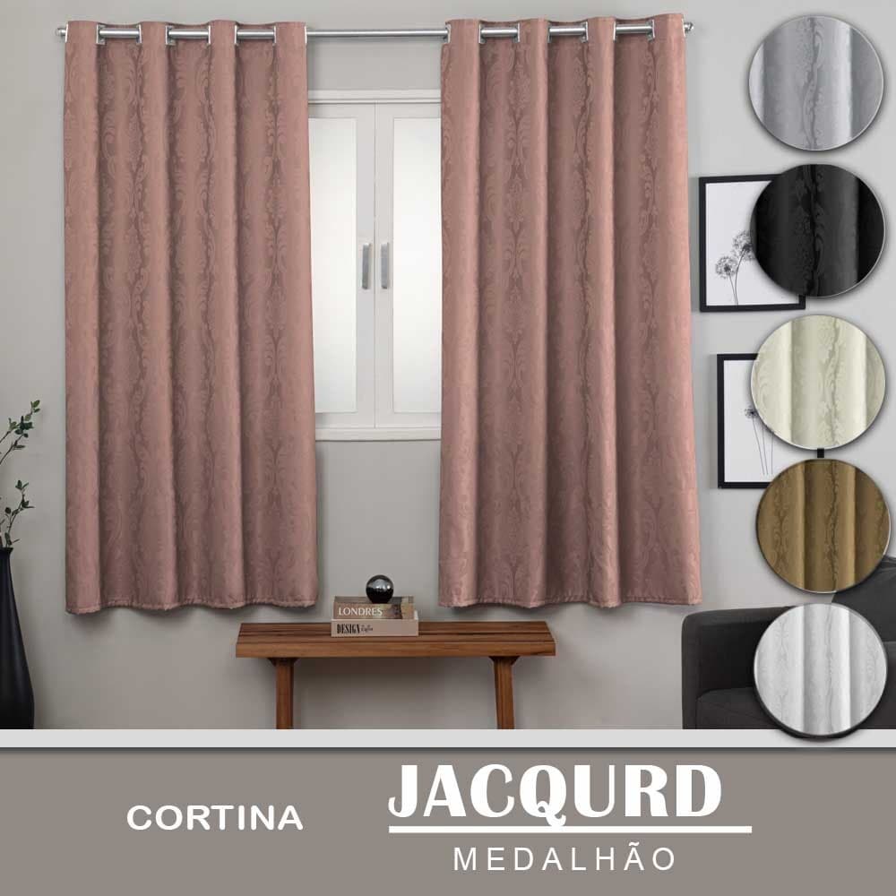 Cortina Jacquard Sala e Quarto 6,00m x 2,30/2,40/2,50/2,60/2,80 - Varias Cores