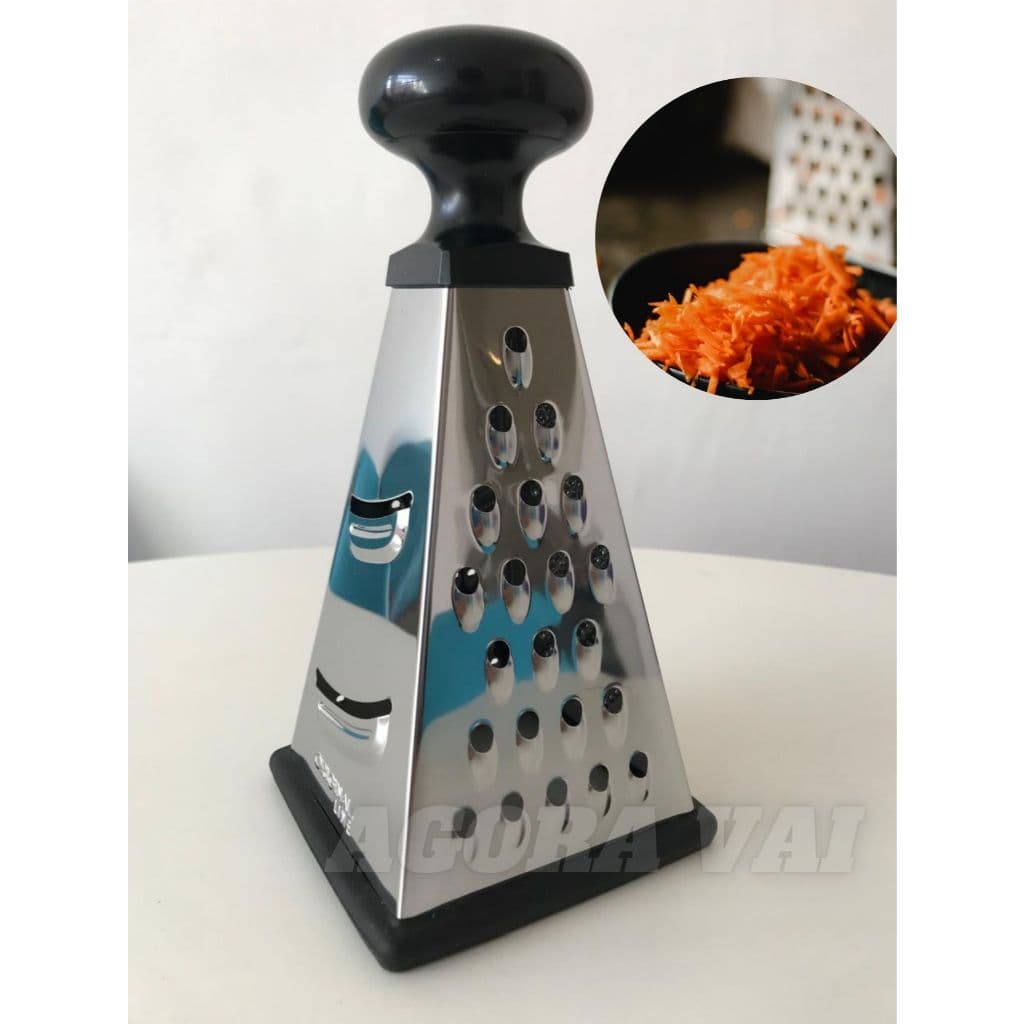 Ralador Fatiador Inox 4 Faces Queijo Legumes Alimentos Cozinha de Mesa Premium