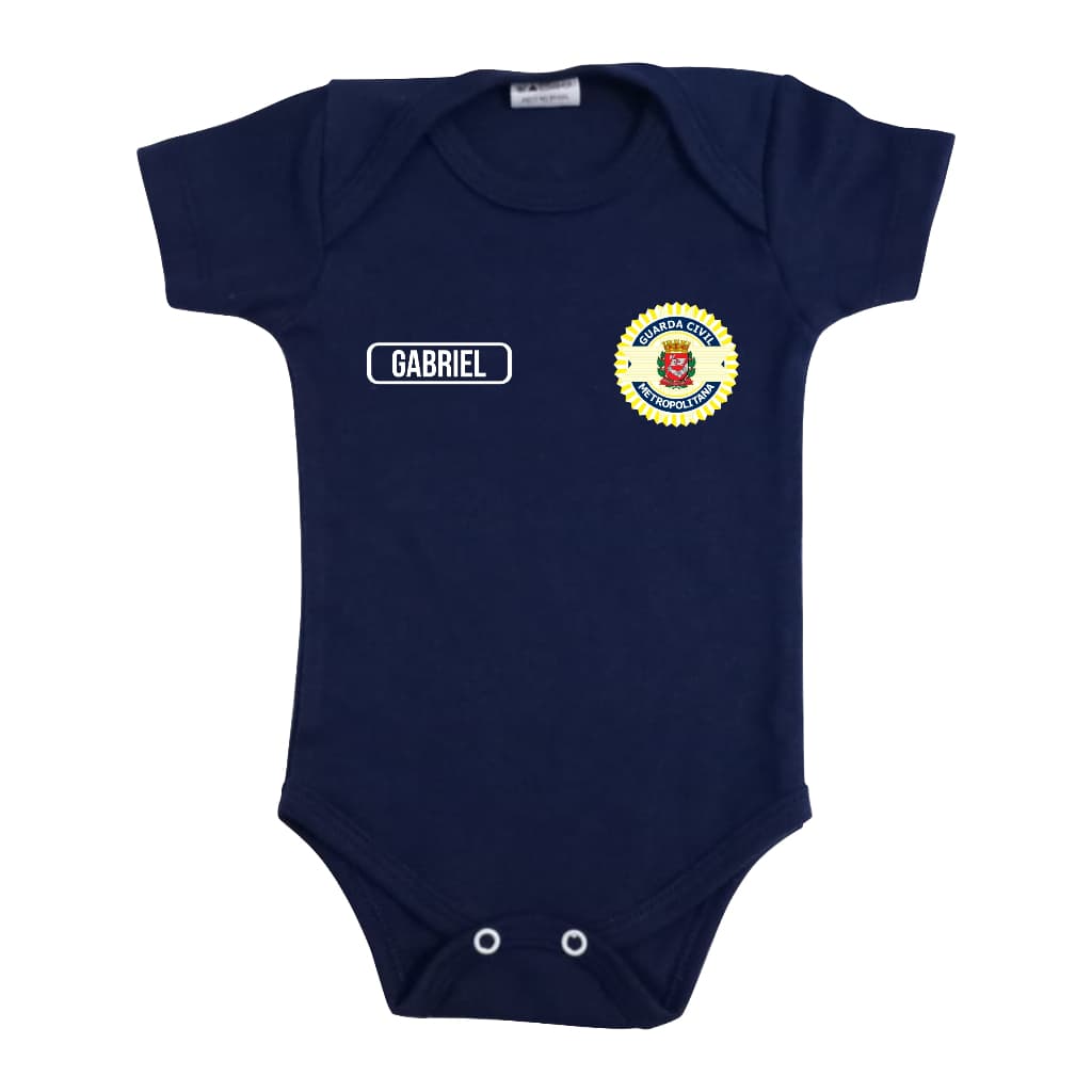 Body Bebê Profissão Militar GCM Personalizado com Nome
