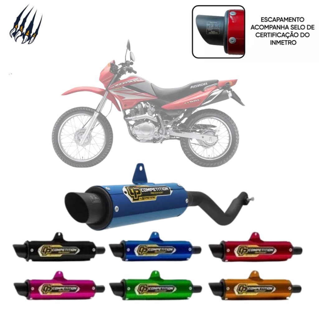 Escapamento Ponteira Cano Preta Moto Honda Modelos Nxr Bros 150 2003 a 2008 Competition Pro Tork