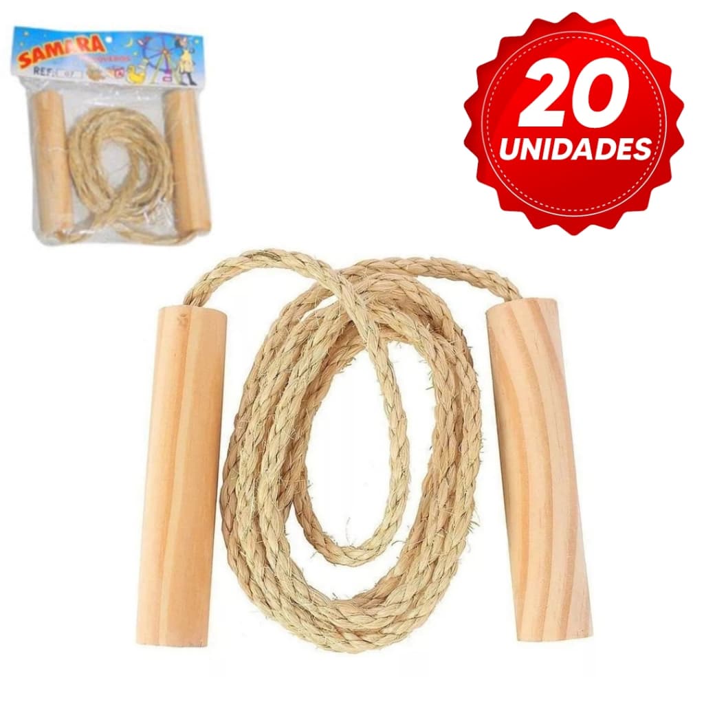 Kit c/ 20 Corda de Pular Sisal 1,60 Metros Festa Lembrancinha Prenda Festa Junina Dia das Crianças