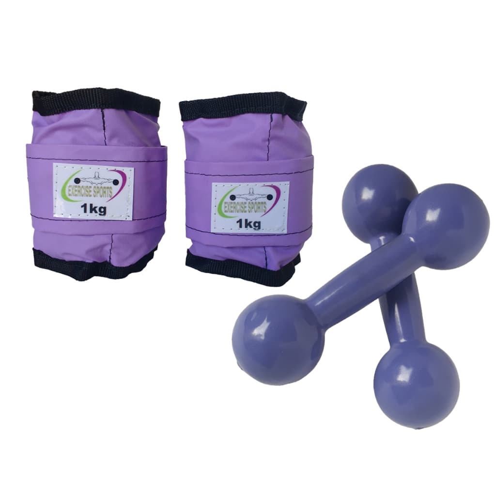 Kit Par Caneleira/Tornozeleira 1 KG Lilás + Haltere 1 KG Lilás