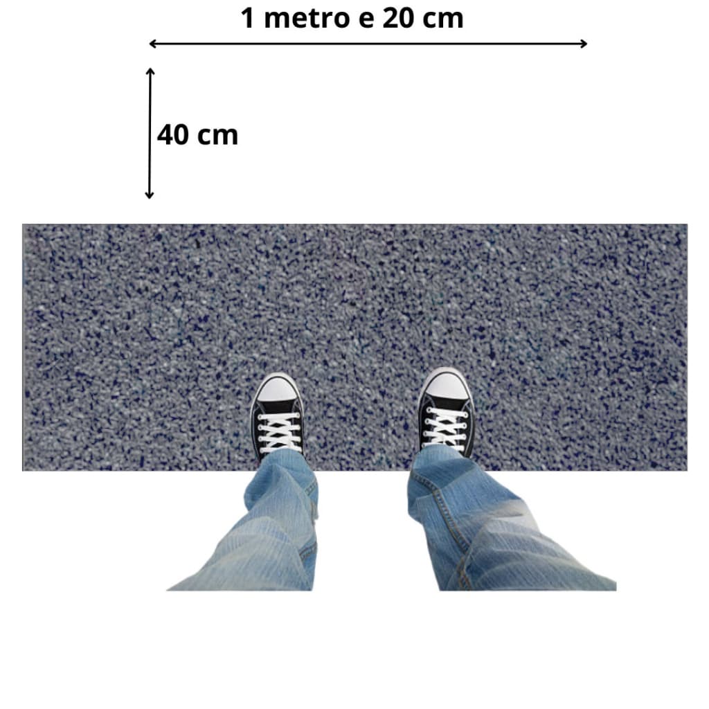 Tapete capacho 1.20 metro x 40 cm cinza grafite vinil Primeira linha
