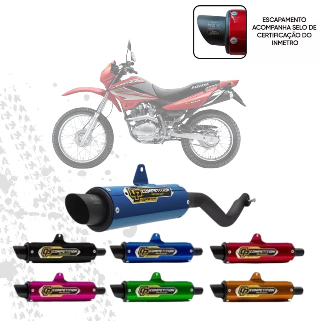 Escapamento Ponteira Cano Preta Moto Honda Modelos Nxr Bros 150 2003 a 2008 Competition Pro Tork