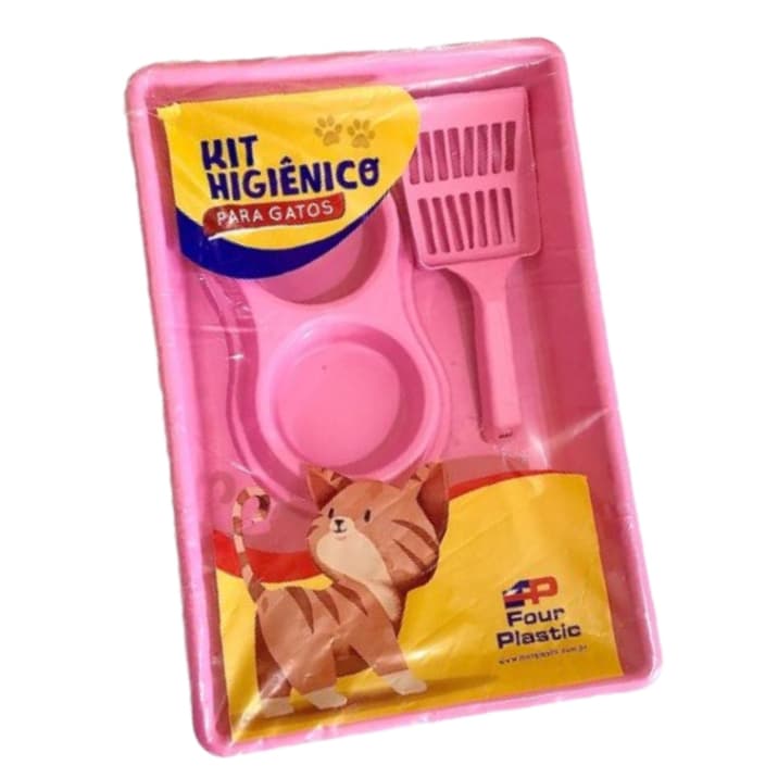 Caixa de Areia Higiênica Para Gatos com Pá Comedouro e Bebedouro Sanitário Kit Completo