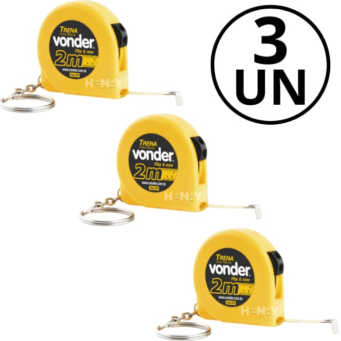 Kit com 3 Trenas Chaveiro Aço 2 Metros - Vonder