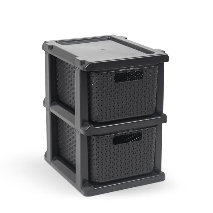 Gaveteiro Ratan Preto 2 Gavetas Com rodinhas Agraplast Cod 1032