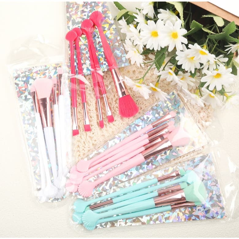 kit Conjunto 5  Pincéis de Maquiagem de Alta Qualidade | Ideal para Iniciantes | Inclui Pincéis para Sombra, Pó, Sobrancelha e Lábios Super Macios