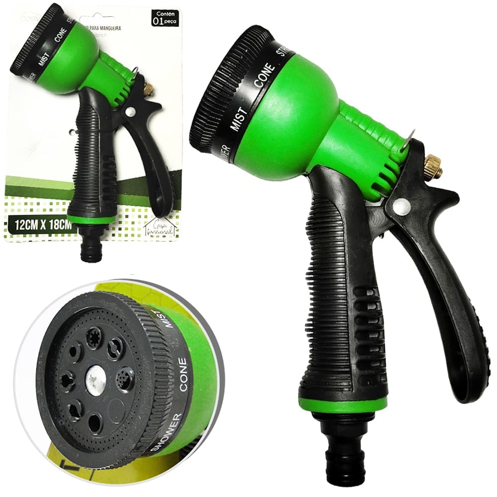 Esguicho Para Mangueira Jardim Pistola 7 Jatos Bico