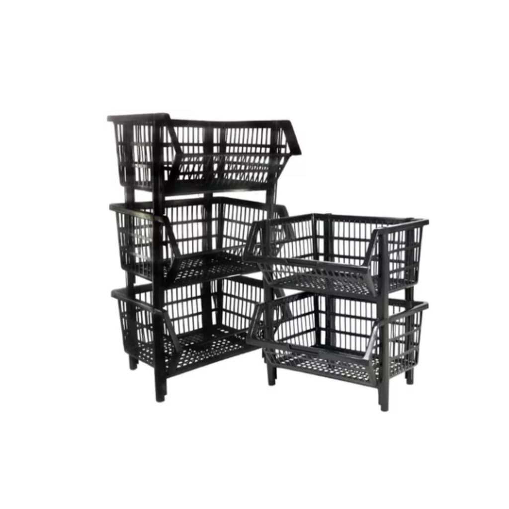 Kit 5 Cestos Encaixável Pequeno Preto 44x33x19 - Braslider