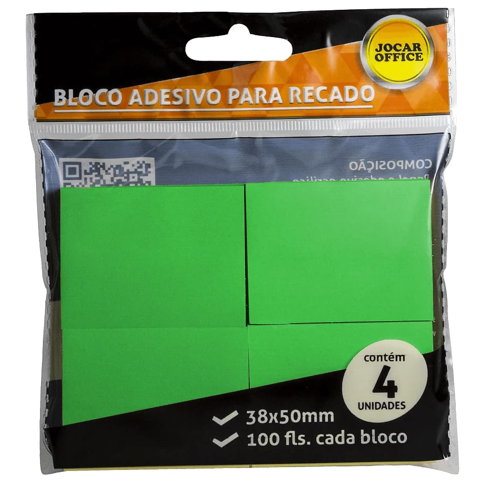 BLOCO ADESIVO 38MM X 50MM JOCAROFFICE