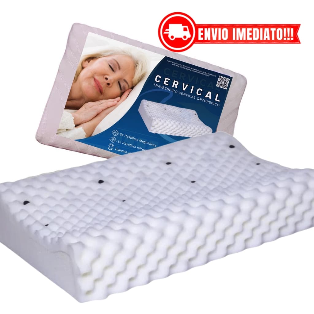 Kit 2 Travesseiros Cervical Ortopédico Magnético Infravermelho Espuma Soft Premium Pillow Contour