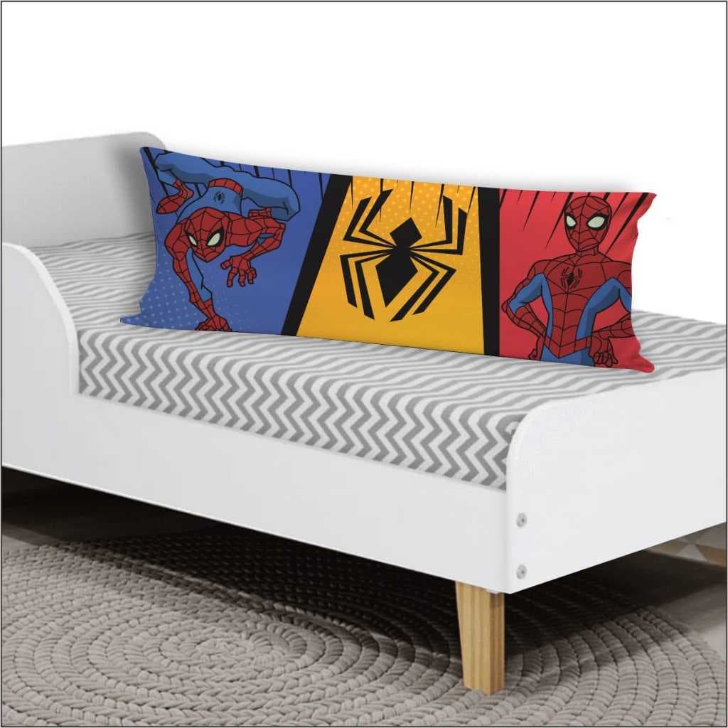 Travesseiro De Corpo Com Fronha Xuxinho Fibra de Silicone Personalizado 0.90x0.30cm Homem Aranha