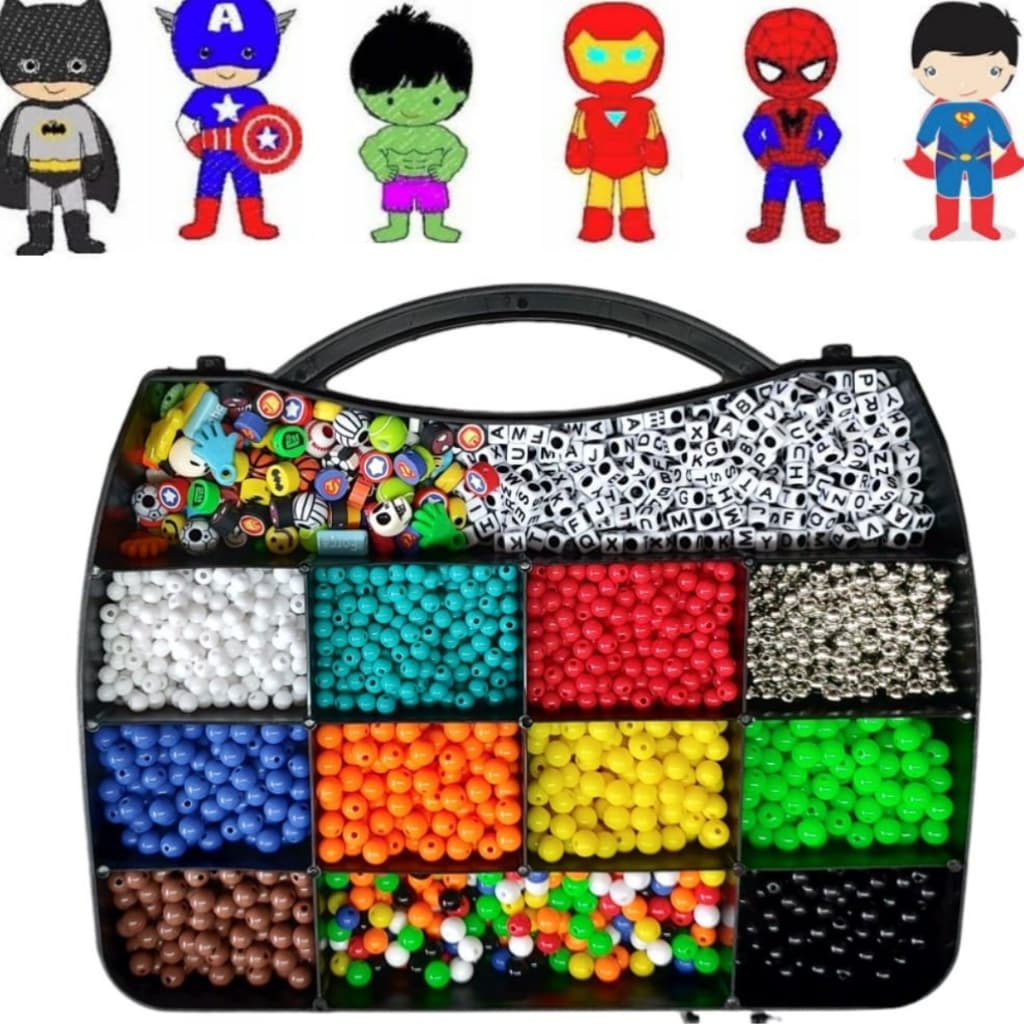 Kit Maleta Brinquedo Miçangas  Pulseira Infantil Menino 3000