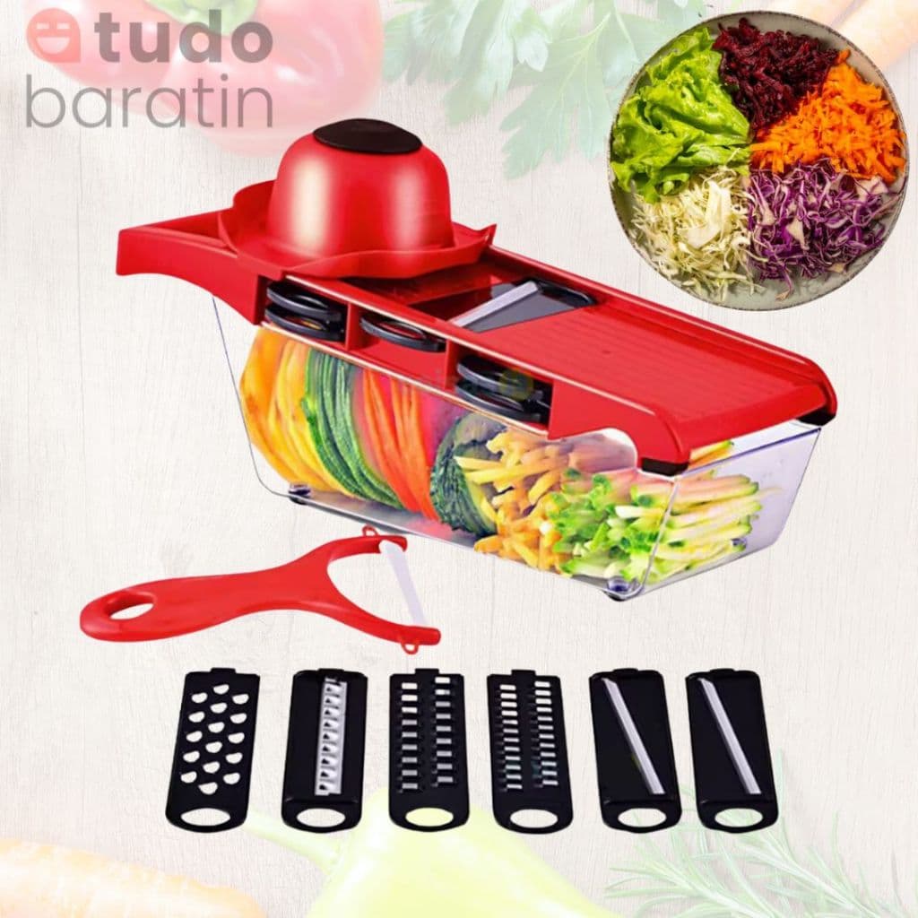 Fatiador Ralador de Alimentos Profissional Cozinha Aço inox 10 Em 1 Cortador Ralador