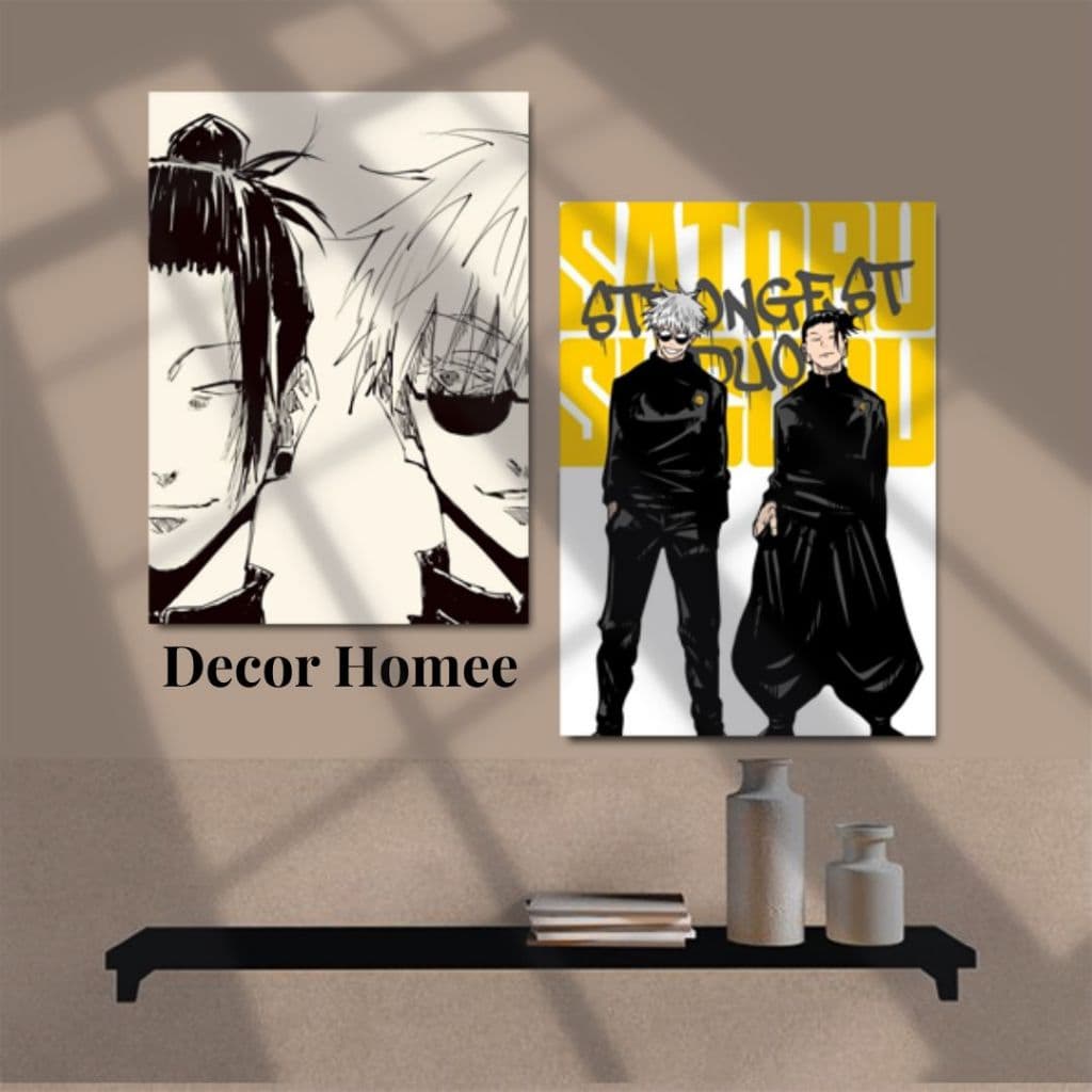 Kit 2 Quadros Plaquinhas anime Geto e Gojo, decoração de casa, escritorio, quarto
