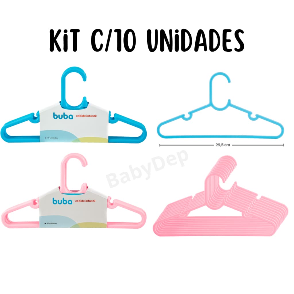 Kit 10 Cabides Infantil Plástico para Roupas Delicadas  - Organização - Cabide - Infantil - Baby
