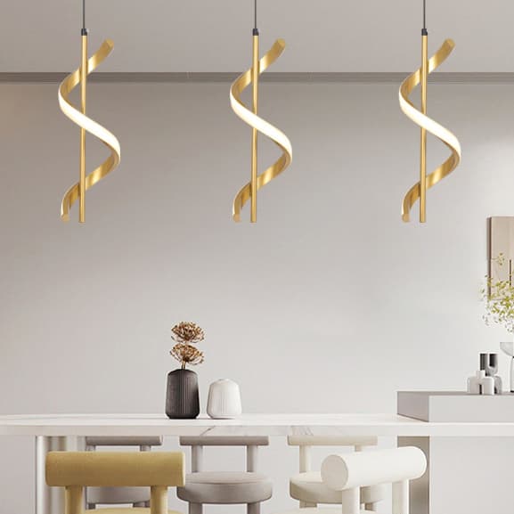 (3 cores em 1 luz) Lustre Pendente Luminária de Teto Led Dourado Decoração Minimalista Moderno para Sala Quarto Cozinha