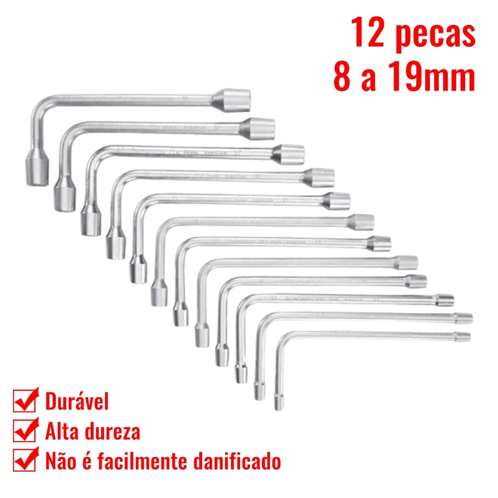 Kit Jogo de chave Biela kit ferramentas 12 pecas 8 a 19mm kit ferramentas Jogo chaves biela Chave boca