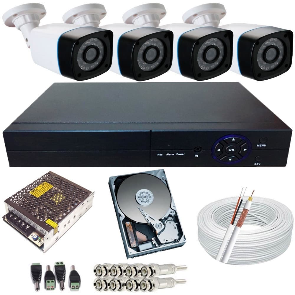 Kit 4 Câmeras de Segurança Acesso Celular Com Dvr 8 Canais