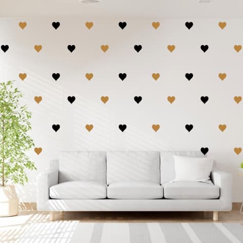 ADESIVO PAREDE DECORATIVO CASA CORAÇÃO 5CM DOURADO E PRETO 150 UNIDADES
