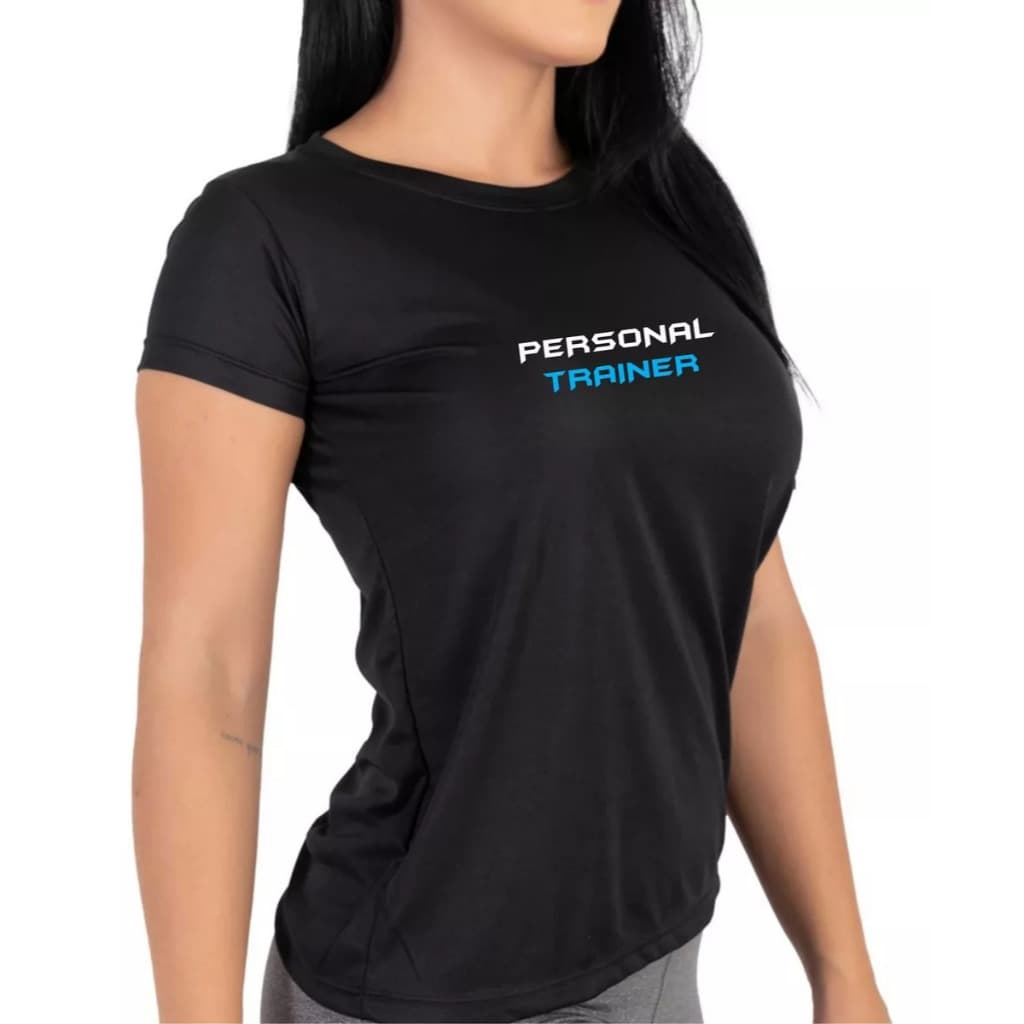 Camiseta Personal Trainer Feminina Slin Térmica Dry Fit Academia Treino baby look