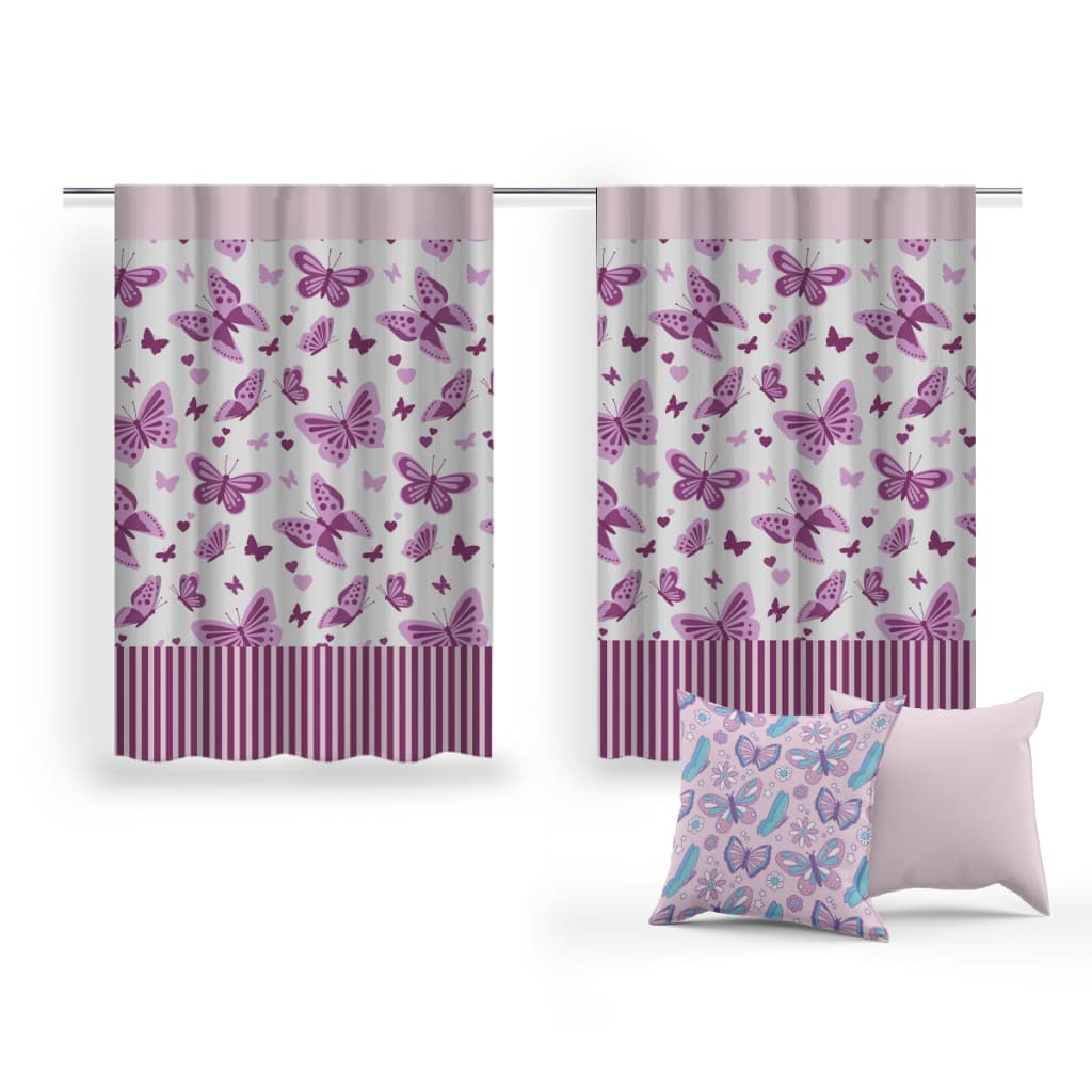 Cortina+Mimo 2 Capas Almofadas Conforto Estilo Decoração Borboleta Sofá Sala Quarto Estampas Exclusivas Alta Qualidade Variedade Cores Almofadas Macias Elegantes Acessórios Modernos