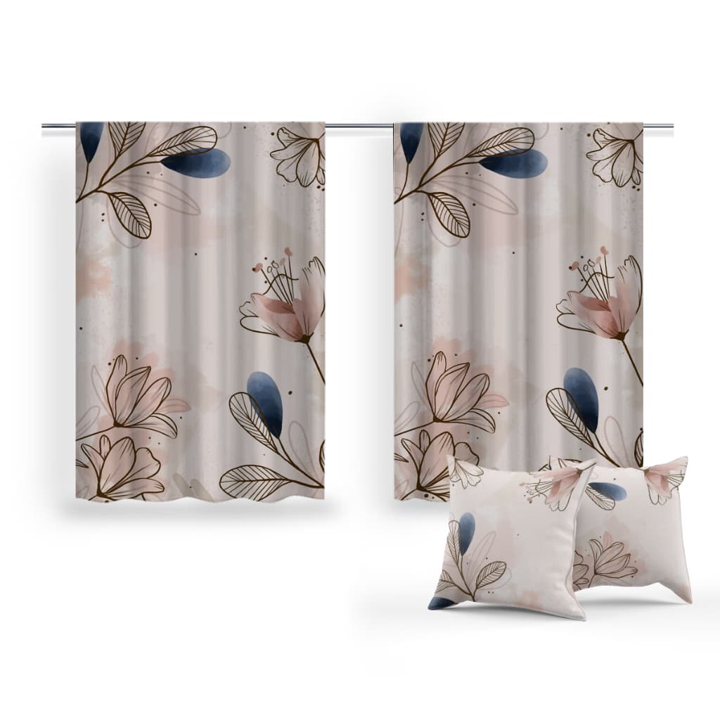Cortina+Mimo 2 Capas Almofadas Conforto Estilo Decoração Floral Sofá Sala Quarto Estampas Exclusivas Alta Qualidade Variedade Cores Almofadas Macias Elegantes Acessórios Modernos