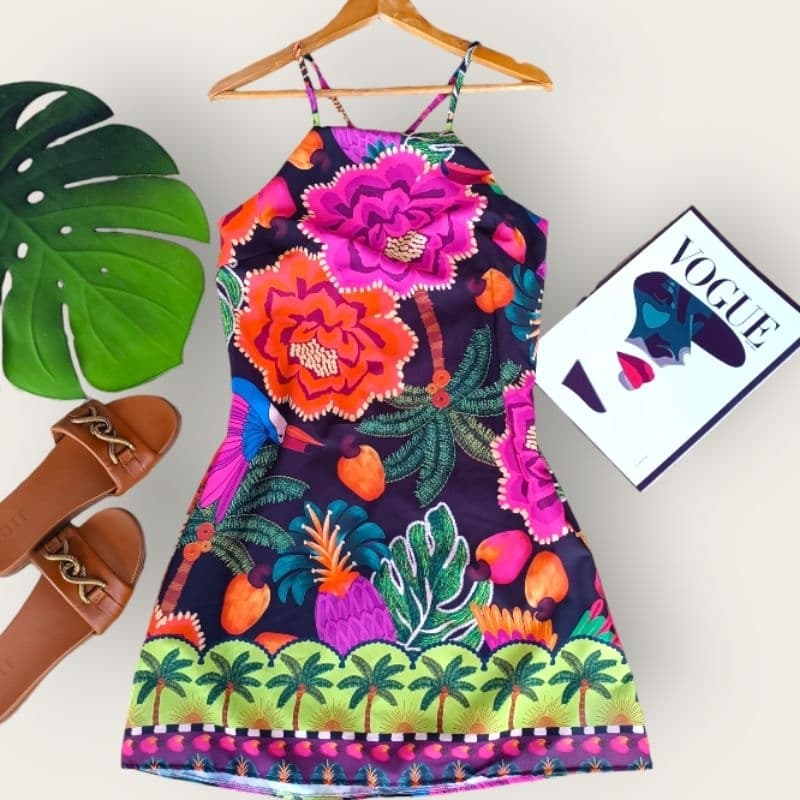 Vestido Femino Crepinho Estampado Soltinho