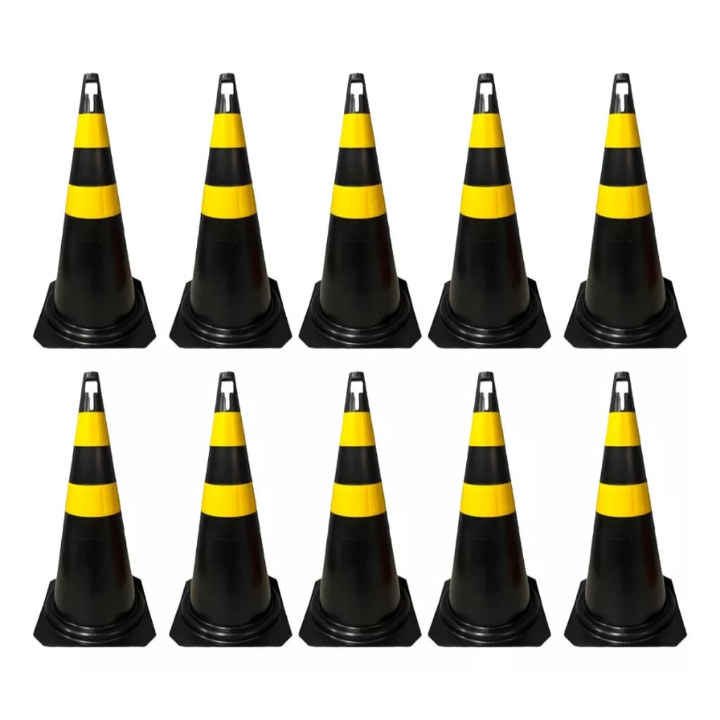 10 Cones Sinalização Segurança Pvc 75CM Demarcação Transito