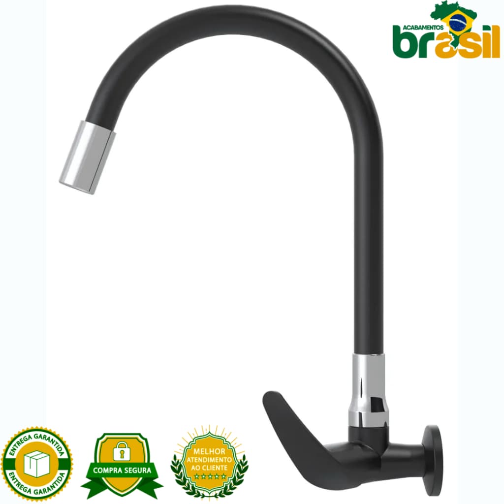 cozinha preta gourmet torneira preto Torneira cozinha gourmet de parede flexivel