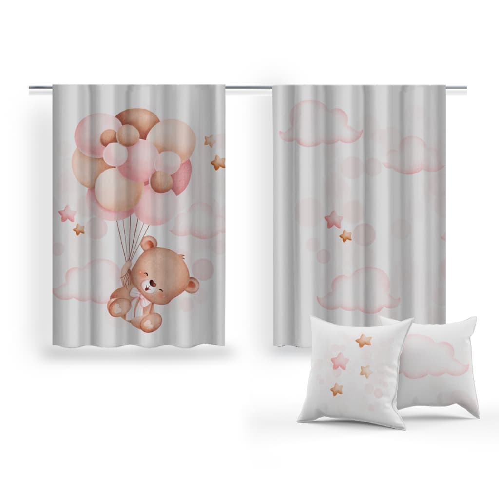 Cortina+Mimo 2 Capas Almofadas Conforto Estilo Decoração Ursinho Balão Sofá Sala Quarto Estampas Exclusivas Alta Qualidade Variedade Cores Almofadas Macias Elegantes Acessórios Modernos