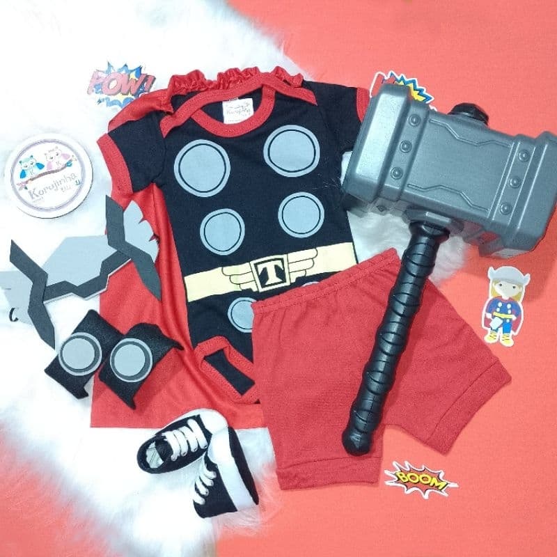 Body Bebê Temático Thor Fantasia Mesversário Ítens Opcionais