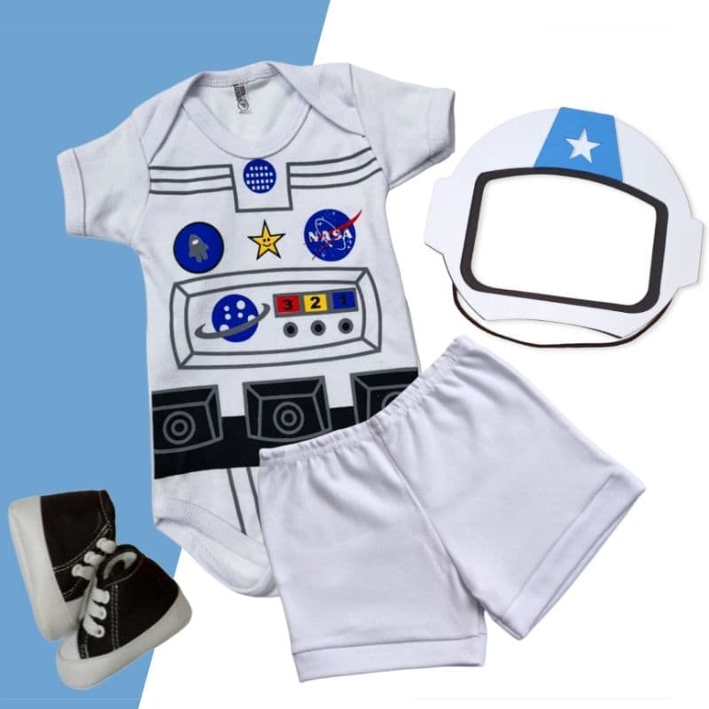 Body Bebê Temático Astronauta Body Mesversário com Ítens Opcionais
