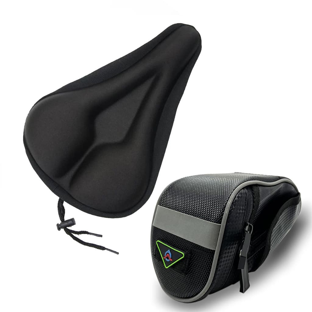 Kit Bolsa Selim Com Suporte de Garrafa E Capa De Banco De Bicicleta Ciclismo