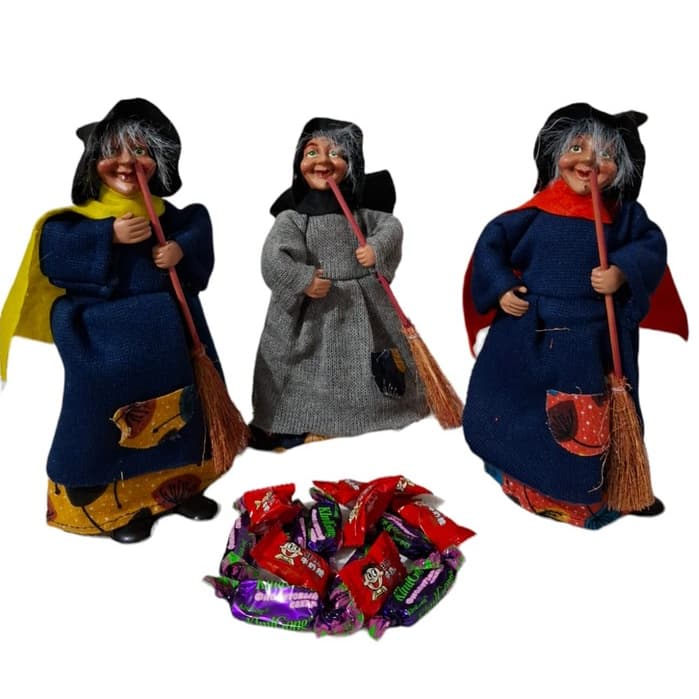 Bruxinha de mesa porta bala pra Halloween Festa Com Vassoura (P ;M ;G)