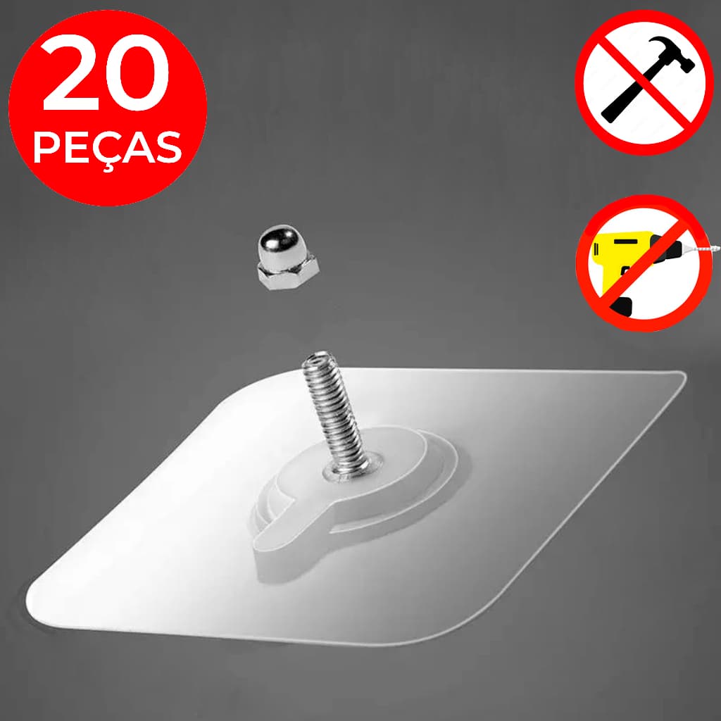 Vittak Kit Gancho Adesivo Transparente Parafuso Pendurar Itens Banheiro Quadros S/ Furos Multiuso