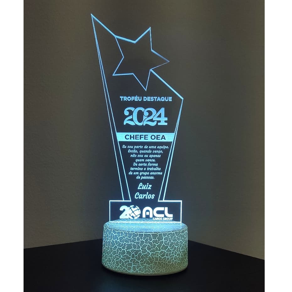 Troféu Luminária Homenagem Presente Lembrança Personalizado Como Quiser