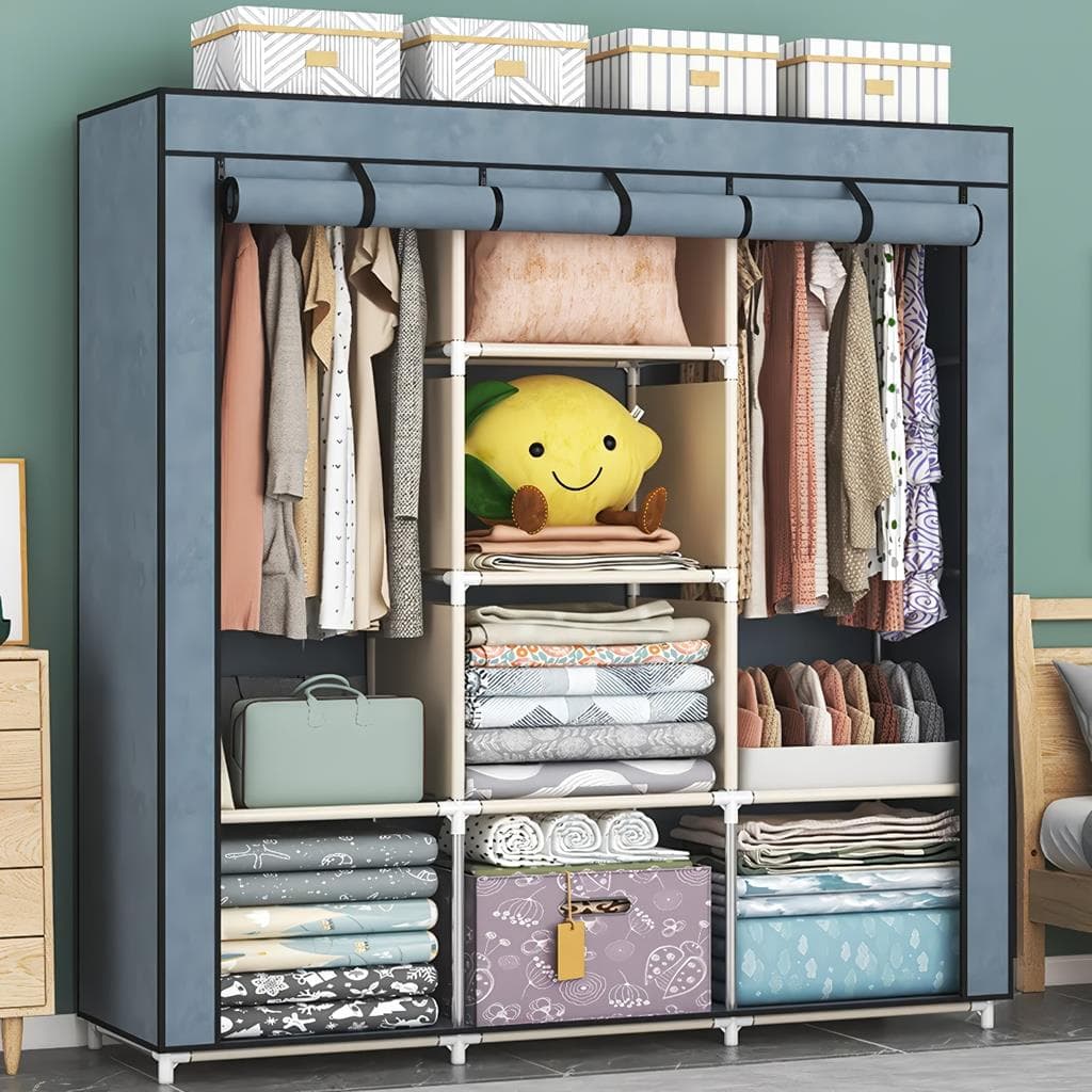 Guarda Roupa Dobrável Armario Desmontável Organizador Roupas 8 Divisorias Diversas Cores 1,70x1,30m