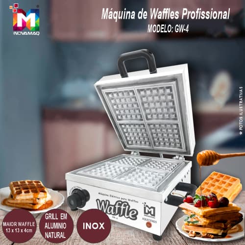 Máquina De Waffles Profissional 4cav 127v 2000w - Inovamaq