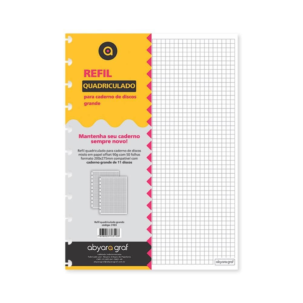 Refil Quadriculado para Caderno de Discos - Abyara Graf