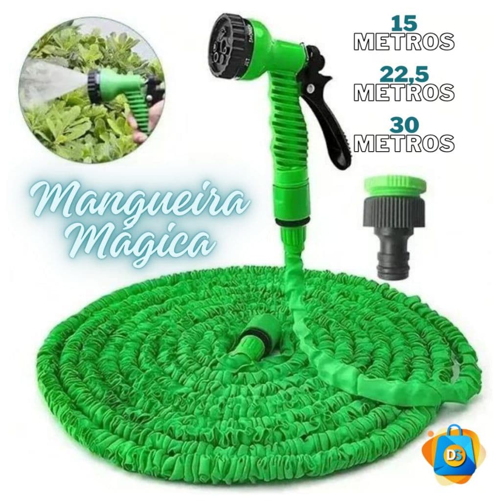 Mangueira Magica Retrátil 15M / 22,5 M / 30M Flexível Pistola com Gatilho Magic Hose Multiuso