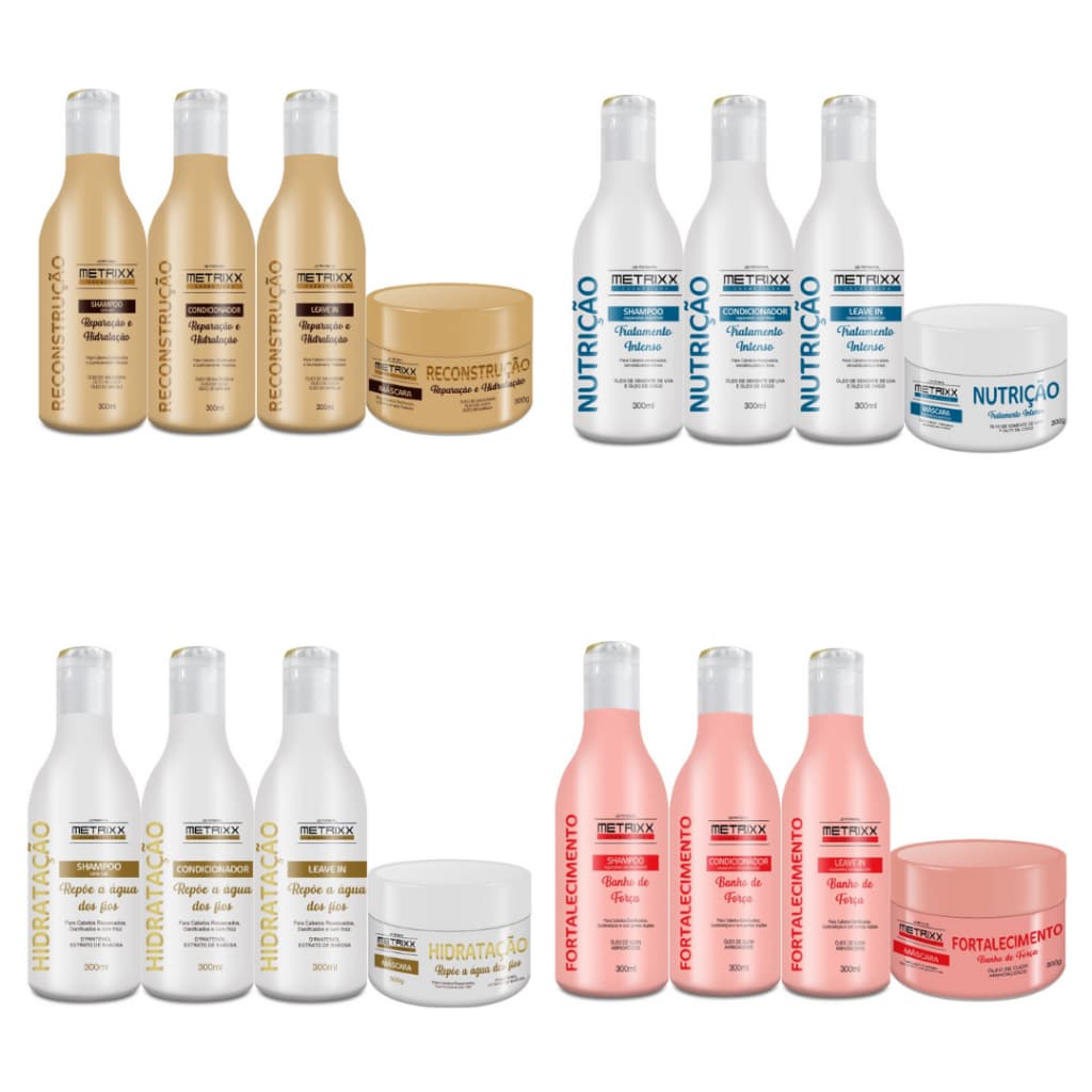 16 Itens Capilar Shampoo Condicionador Mascara Leave in Revenda Atacado Metrixx