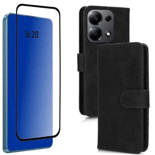 Capa Carteira Case Flip Para Redmi Note 13 4G + Película 3D Vidro