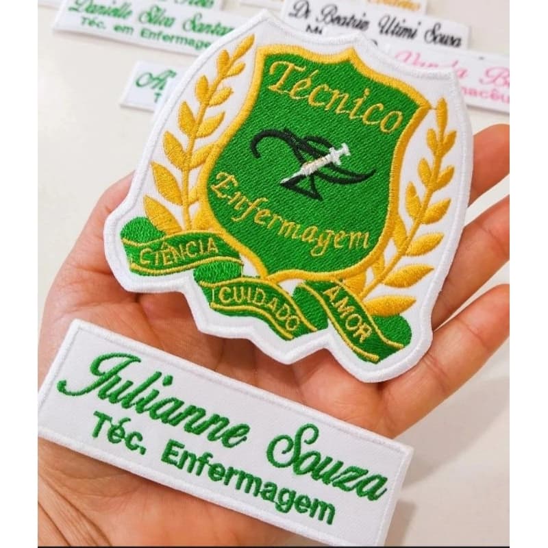 Patch e Brasão de Enfermagem - Conjunto Colante para Uniformes e Acessórios.