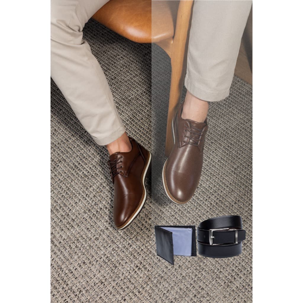 Sapato Social Cinto Carteira Oxford Denver Confortável Sapato Masculino Social Brogue Estiloso Dia dos Pais